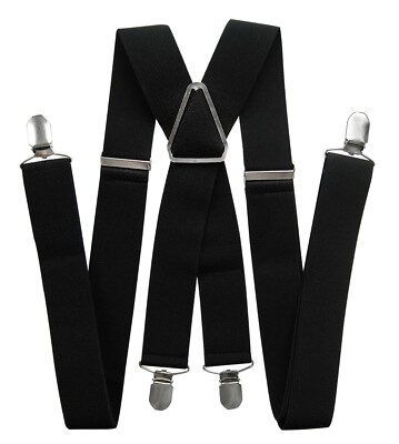Mens Suspenders X Shape 35mm Wide 4 EXTRA STRONG Clips Can Be Combined With Bow Tie