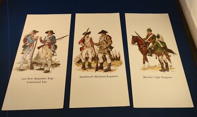 Vintage  Historic Print Post Cards: THREE: Smallwood's MD Regiment; ETC.
