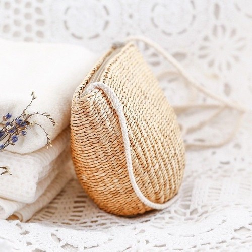 Bolsos de playa para mujeres pequeña paja tejida Vintage hecha a mano de  Ratán natural Bolso de hombro | eBay