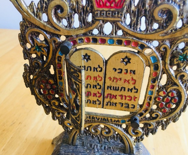 Vtg Judaism Ten Commandments Wainberg Candle Holder Israel HANUKAH eBay