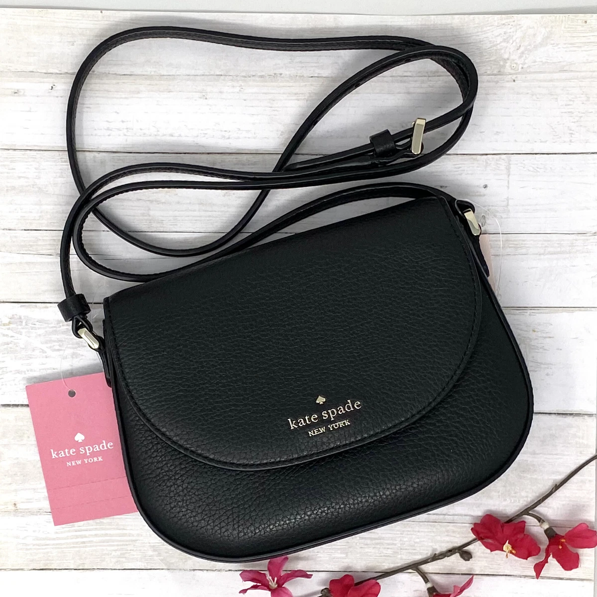 kate spade, Bags, Kate Spade Leila Pebble Leather Small Flap Crossbody  Black