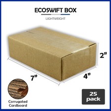 25 7x4x2 "EcoSwift" Brand Cardboard Box Packing Mailing Shipping Corrugated