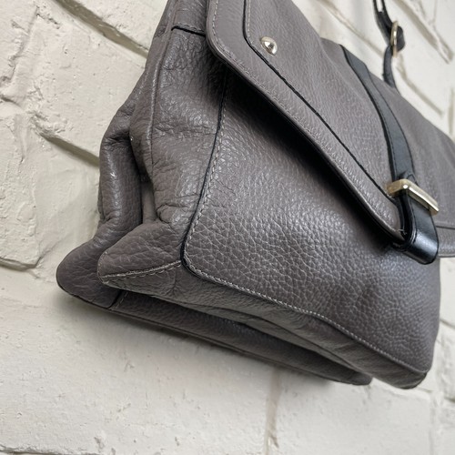 Marks & Spencer Grey Leather Handbag Side Shoulder Bag Medium Magnet Close - Picture 7 of 10