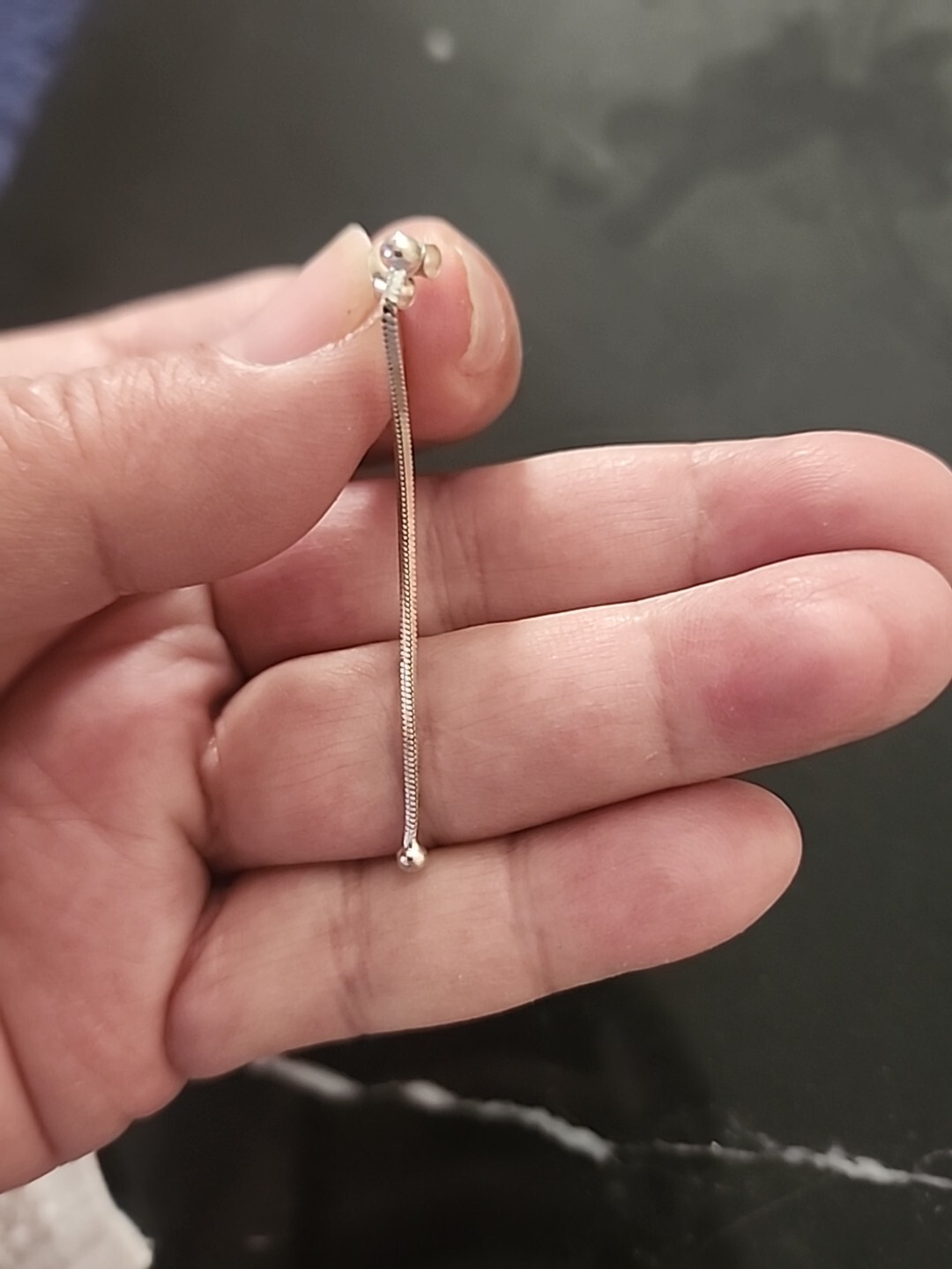 Sterling Silver, Ball Long, Linear statement Dang… - image 2