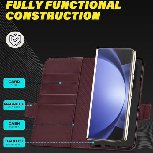 RFID Hülle für Samsung Galaxy Z FOLD 5 Wallet Cover Schutz Flip Case Lila - Bild 4 von 7