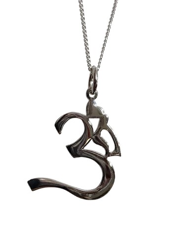 Om Necklace Pendant 925 Sterling Silver 18" Buddhist Jewellery Boxed Namaste - Picture 18 of 24