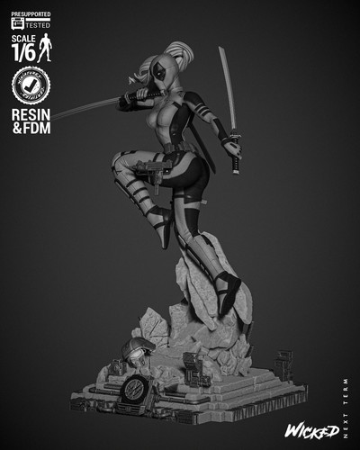 Lady Deadpool 2024 Resin 3d printed DIY model kit - Picture 2 of 3