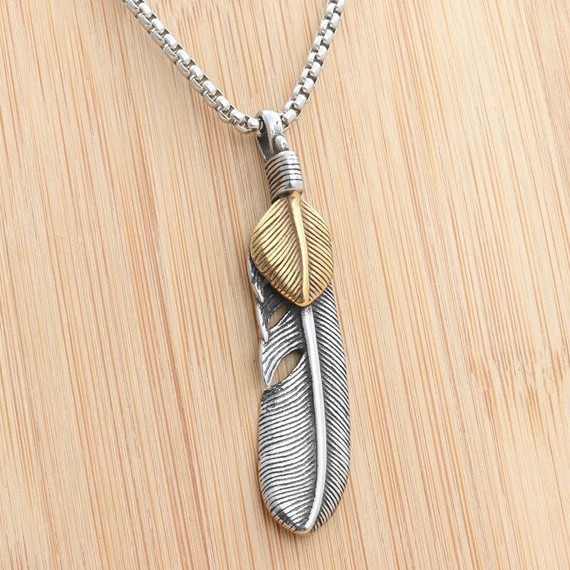 Men's Native American Feather Pendant Necklace Men Women with 22" Chain - Image 2 of 4