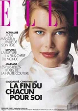 VINTAGE ELLE FRANCE 1990 CLAUDIA SCHIFFER BRIDES FASHION BEAUTY COUTURE RARE!