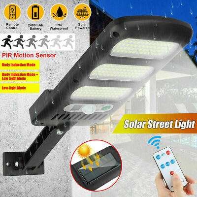 213LED Solar Street Light PIR Motion Sensor Outdoor Garden Yard Wall Lamp+Remote