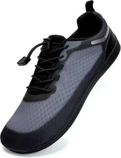 WateLves Wide Water Shoes Mens Womens 12 Women/10.5 Men, Black Gray 