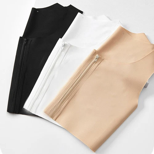 Women Zip Seamless Chest Breast Binder Tomboy FTM Sport Bra Vest Plus Size - Picture 8 of 22