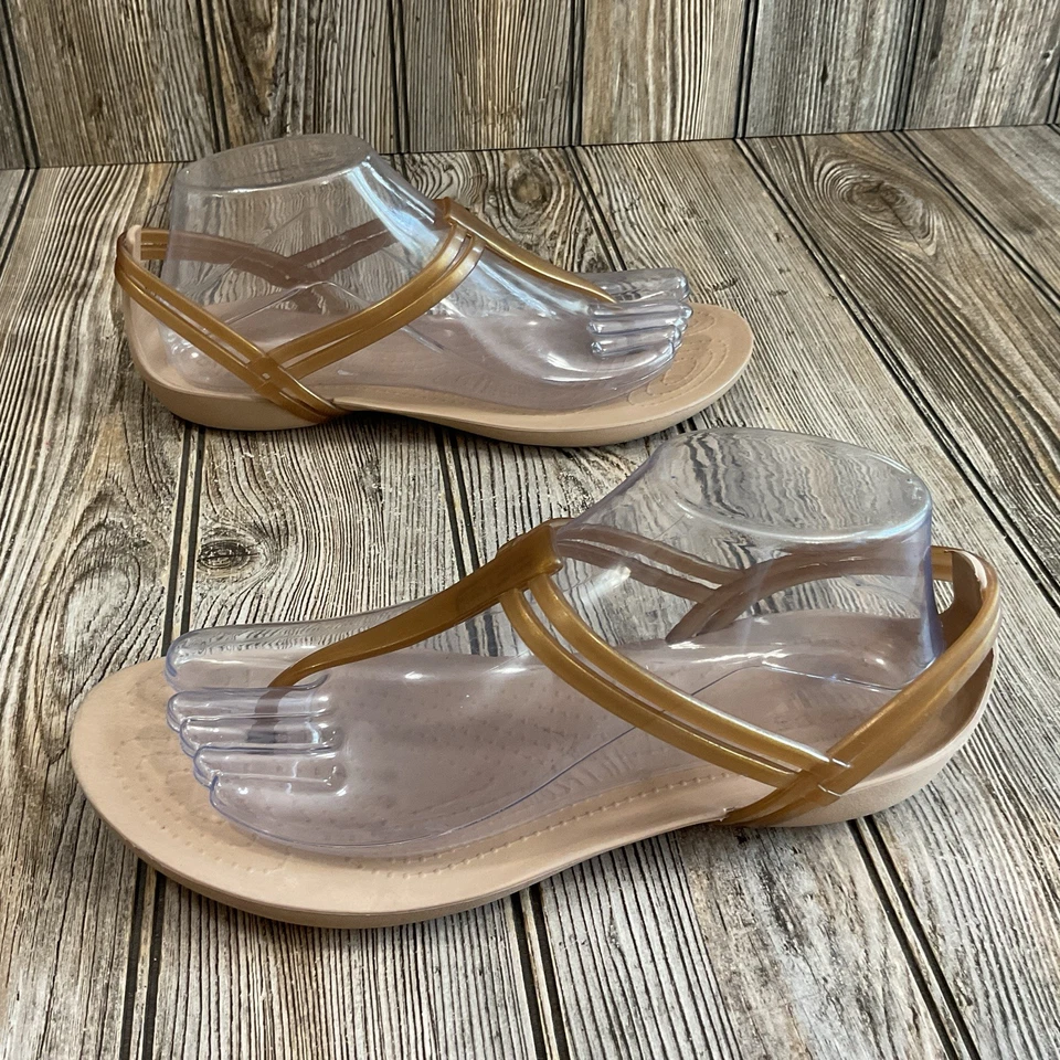 Sandalias planas CROCS Isabella para mujer súper sexy con correa de tanga de gelatina 202467 talla 8 Foto 3 de 4