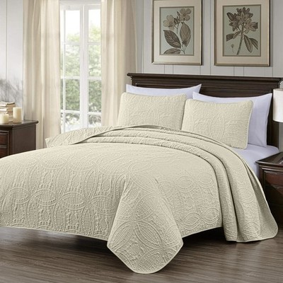 Chezmoi Collection Austin 3-piece Pinsonic Quilt Oversize Bedspread Coverlet Set
