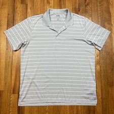 Adidas Golf Polo Shirt Mens XL Puremotion Athletic Wicking Gray Stripe