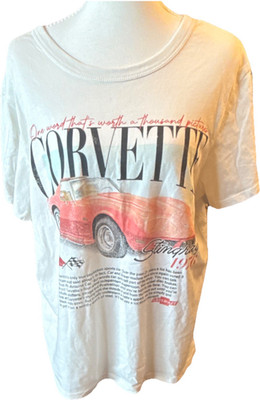 Hybrid Apparel Corvette Stingray 1976 Jersey Cotton T-Shirt White Men's L