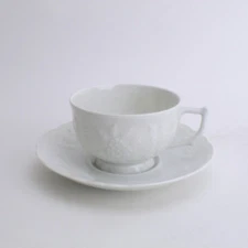 Hawthorn by Raynaud Ceralene Porcelain Cup & Saucer Set(s) All White Embossed