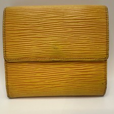 Authentic Louis Vuitton LV Yellow Epi Compact Tri-Fold Porte 2 Cartes Wallet