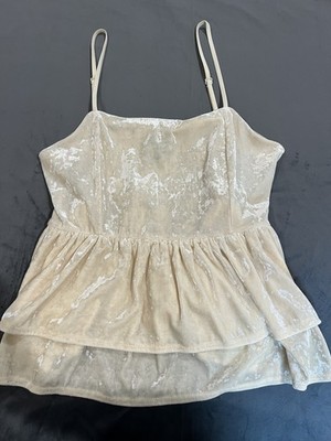 American Eagle Crushed Velvet Champagne Women s Cami Festival Whimsical Size S