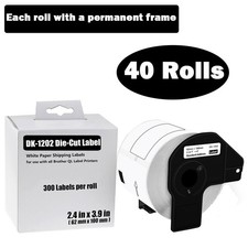 62mmx100mm 40ROLLS Shipping Label 2-3/7" x 4" Compatible Brother QL-550 DK-1202