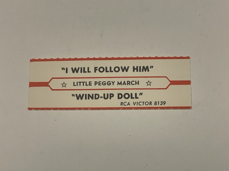 Jukebox Title Strip Little Peggy March I Will Follow Him Wind Up Doll RCA