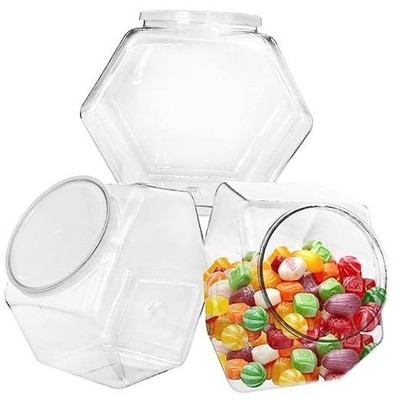 Woozettn 3 Pcs Plastic Candy Jars,Clear Cookie Jars 71 Oz for 3 Pack 71 Oz