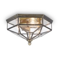 Deckenlampe Innen IP43 L: 35,2 Cm In Bronze 3X E27 Metall Glas Deckenleuchte