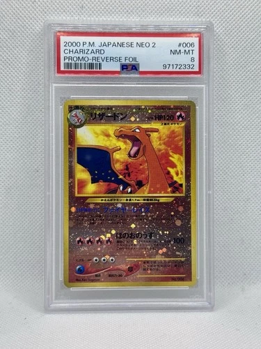 2000 Pokemon P.M. Japanese Neo 2 Charizard #006 Promo Reverse Foil PSA 8