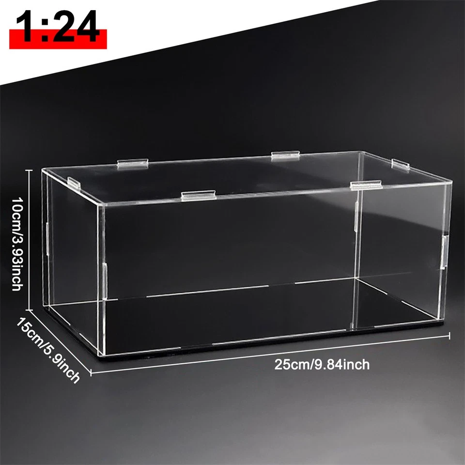 Clear Acrylic Display Case for 1: 24 Model Toy Car Display Box with Black Base - Image 2 of 4