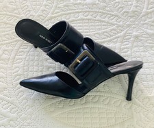 Nine West High Heels ,backless, with large strap buckle, Sz 8M