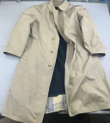 Brooks Brothers Coat Mens 44L Tan Button Up Removable Wool Fleece Lining 46” * - Image 1 of 4