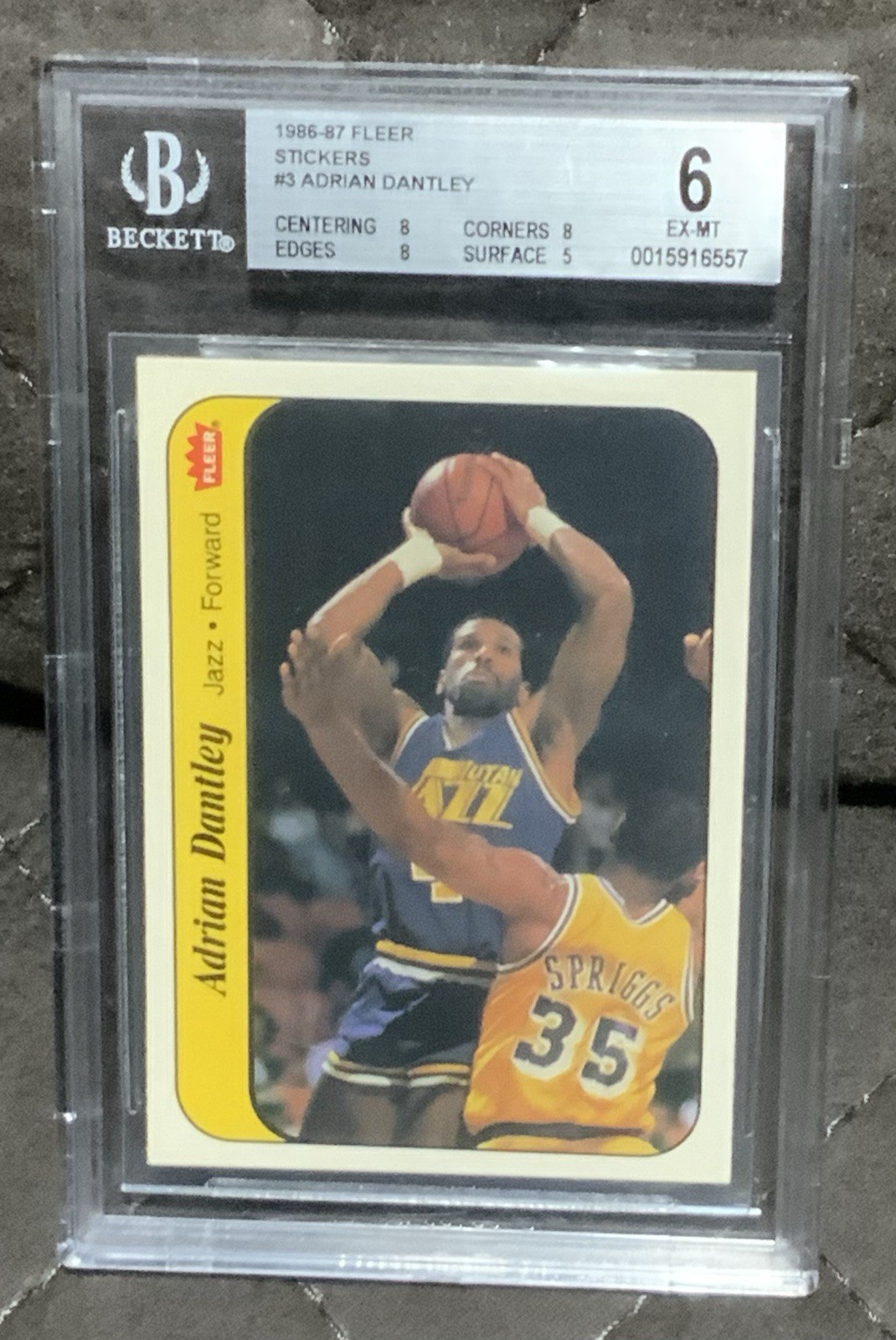 Fleer 1986-87 Stickers Adrian Dantley Utah Jazz #3 Sticker Graded BGS 6
