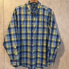 JoS A Bank Travelers Collection Shirt Blue Yellow Plaid LS Button Down Mens L