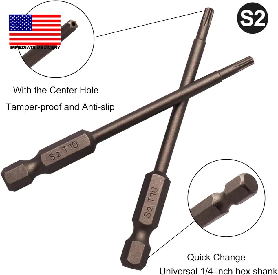 10Pcs Magnetic Torx Head Screw Driver Bits 75Mm/3Inch Long 1/4Inch Hex Shank Sec - Image 4 of 4