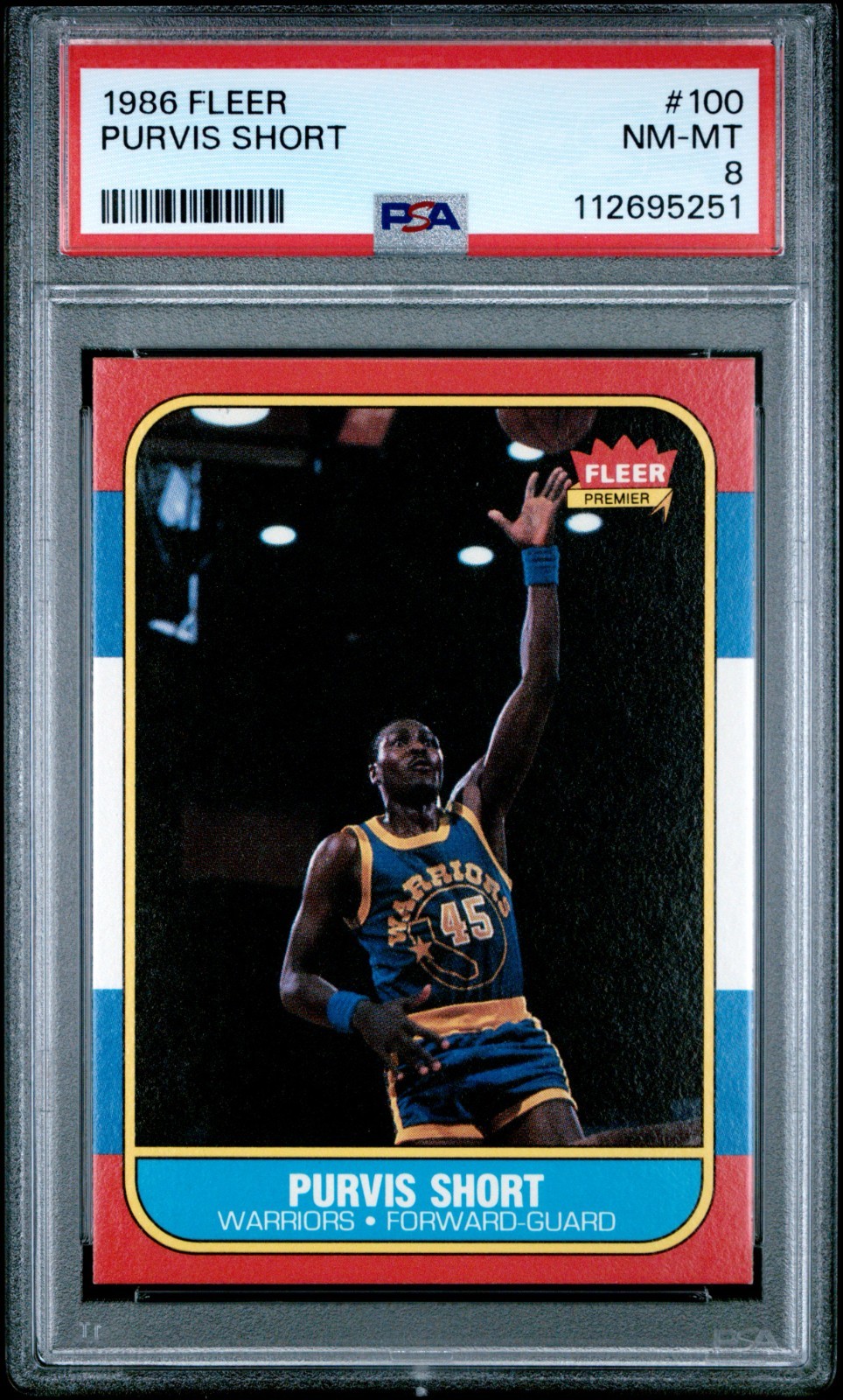 1986 FLEER #100 PURVIS SHORT PSA NM-MT 8