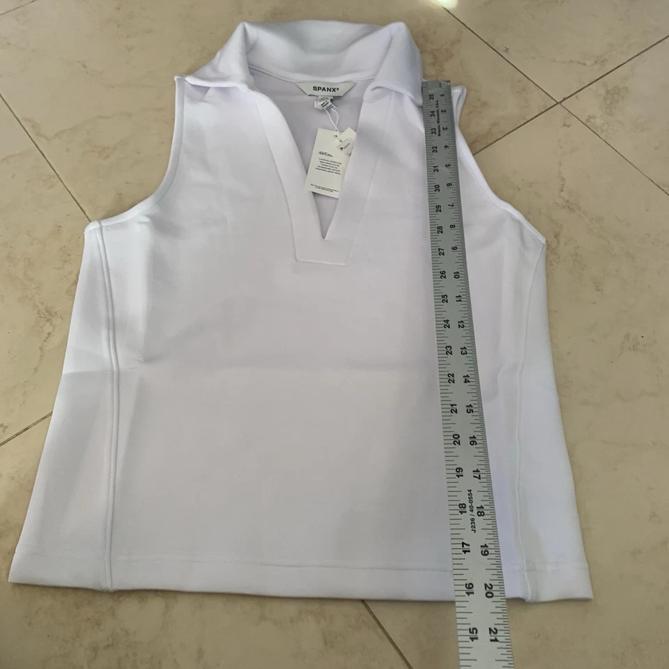 Camiseta polo sin mangas para mujer Spanx XS blanca AirEssentials Air Essentials nueva con etiquetas Foto 3 de 4