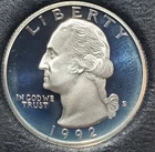 1992-S Gem Proof Silver Washington Quarter