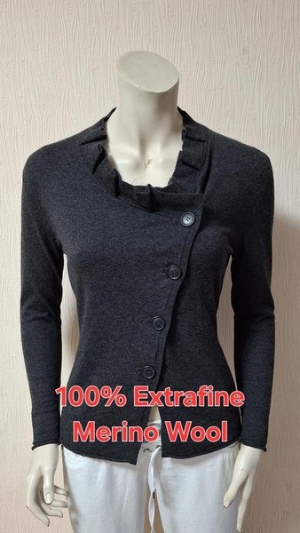 Women Lafayette 148 New York Sweater Grey Wool 36