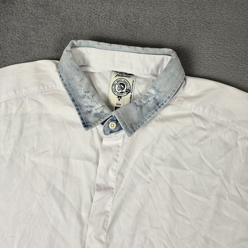 Diesel Hemd Herren XL Jeanskragen Slim Fit Baumwolle Button Down weiß Oberhemd