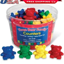 Three Bear Family Counters 80pcs Educational Math Tools Kids Counting Sorting US