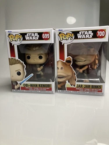 2 Pcs. Funko Pop! Vinyl: Star Wars - Obi-Wan Kenobi #699 & Jar Jar Binks #700