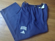 NWT, 58. MSRP, Men's 2XL Adidas Open Hem Fleece Sweatpants, Navy Blue JM9179