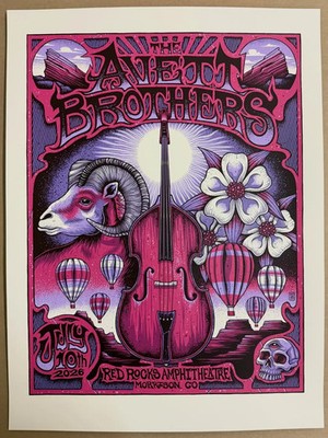 Vintage Psychedelic Ram and Violin Floral Art Print Retro Concert Style Poster