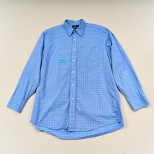J Crew Dress Shirt Mens 16 32/33 Blue Check Cotton Button Up