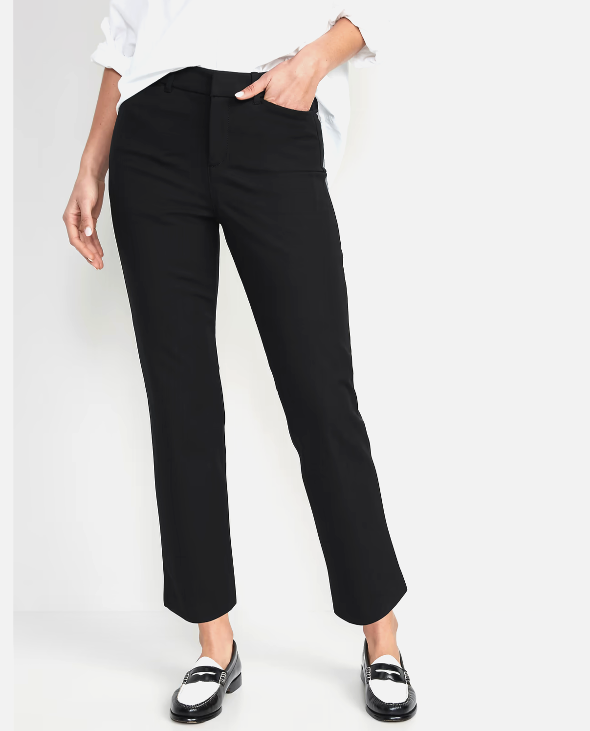 Old Navy Womens 6 Black Favorite Cropped Pants Stretch Cotton Ankle Trousers