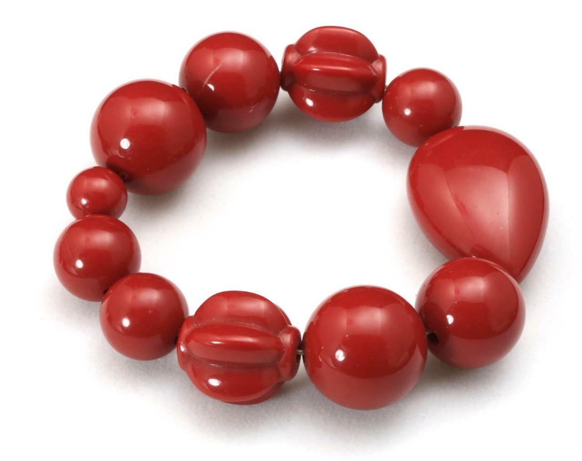 Vintage Retro 60s 70s Red Lucite Chunky Stretch Bead  display picture 2