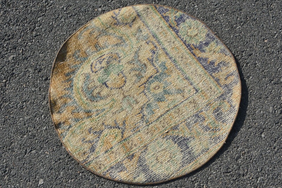 2.3x2.3 ft Small Rug, Turkish Rug, Bedroom Rugs, Vintage Rugs