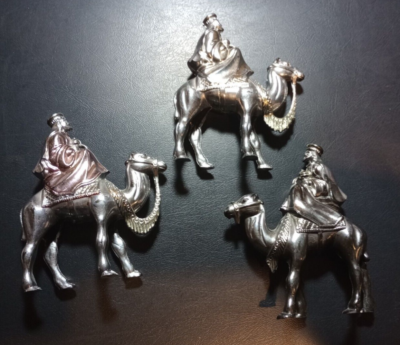 Vintage Bradford Christmas Three Wise Men Camel Silver Plastic
