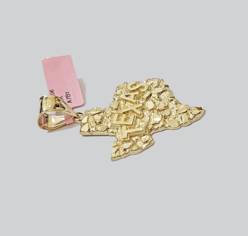 Real 14k Gold Charm pendant Nugget Texas map Men's 14KT Yellow Gold Charm Only. - Picture 2 of 5