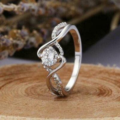 1.50Ct Round Diamond Split Shank Engagement Wedding Ring 14K White Gold Finish